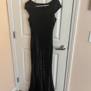 Long Black Sequins Dress